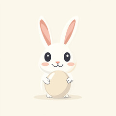 Fototapeta premium Adorable Cartoon Bunny Holding an Egg Smiling with Joyful Expression