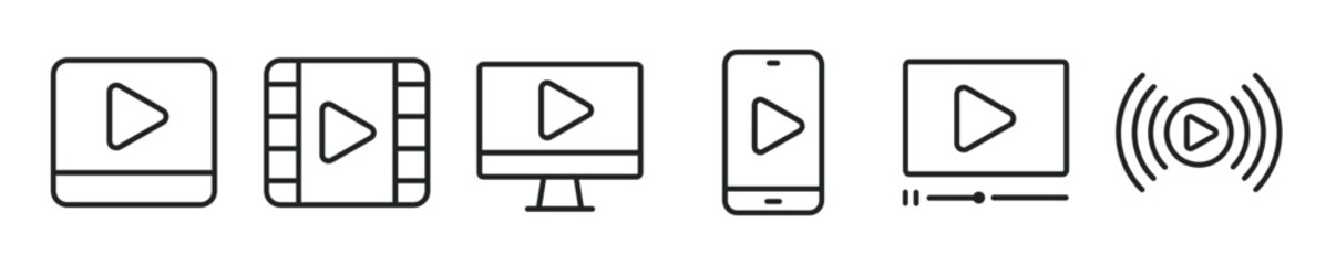 Video thin line icon set. Media player, play, movie minimal editable stroke icons © Abbasy  Kautsar