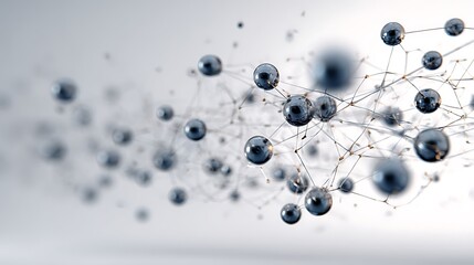 A digital rendering of atoms colliding on a white background