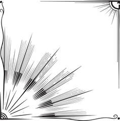 Classic Sunburst Corner Decoration Set – Vintage Engraved Light Rays for Cards and Artistic Prints