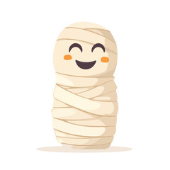 Adorable Cartoon Mummy Character with Smiling Face and Bandage Wraps