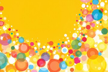 Bright, colorful circles frame sunny yellow