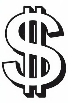 Bold Black and White Dollar Sign A Striking Symbol of Finance and Commerce with Strong Graphic Appeal
