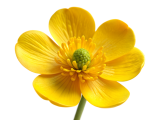 Bright yellow buttercup flower isolated on transparent background