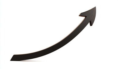 Black curved upward arrow on white background