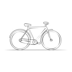 Fototapeta premium Bicycle with basket doodle line art drawing.