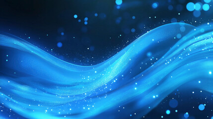 Fototapeta premium Ondas Azuis Abstratas com Partículas Brilhantes