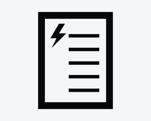 Energy Report Icon Electricity Record Paper Document Checklist Power Information Audit Assessment Performance Usage Bill Statement Repair Sign Symbol