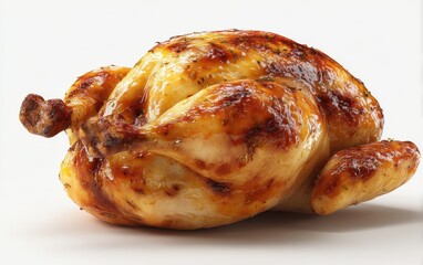 Roasted Chicken with Herb Seasoning on White Background