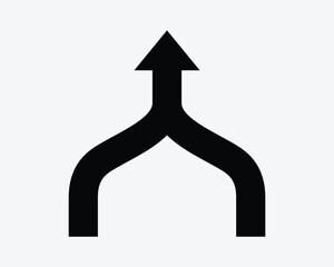 Merge Arrow Icon Two Arrows Merging Road Sign Symbol Strategy Consolidation Combine Path Pathway Join Progress Together Integration Unite Combination