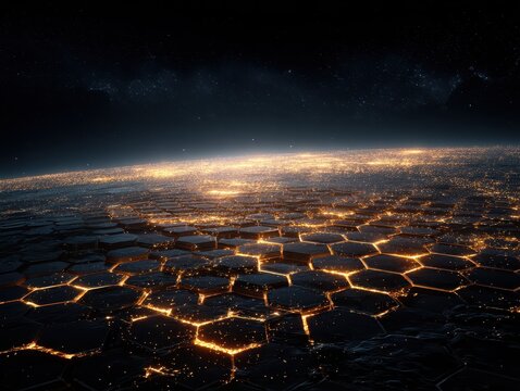 Hexagonal Patterned Earth Network at Night