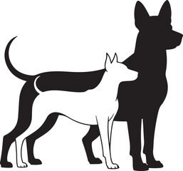 silhouette Vector blacksmall and large dogs silhouette border set