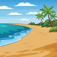 tropical beach with palm trees