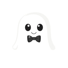 Obraz premium Cartoon ghost with a black bow tie and a cute smiling expression