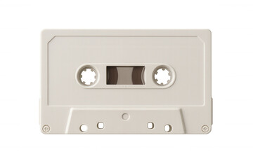Vintage audio cassette tape, close-up view highlighting retro music storage technology against transparent backdrop