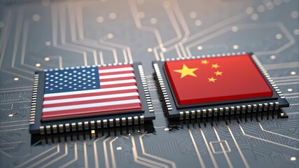 China USA tension microchip circuit board technology computer chip usa electronic communication digital connection innovation - Powered by Adobe