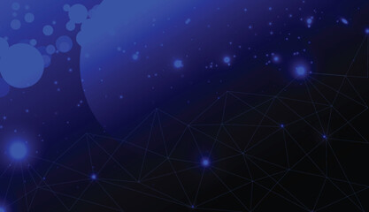 Fototapeta premium Abstract network line with glowing blue nodes technology connected by lines forming a dynamic web on a dark background vector.