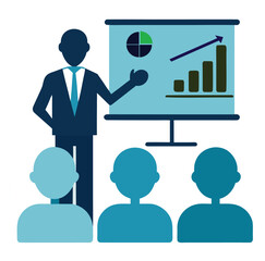 Silhouette Vector of Business Presentation Speaker Giving Talk at Conference