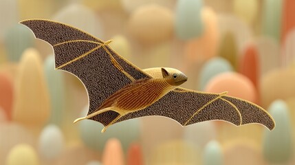 Obraz premium Mutant bat soars through enchanted forest absorbing sound waves in a daring escape