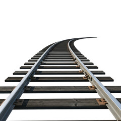 Fototapeta premium Curved Railway Tracks with Wooden Sleepers isolated on a transparent background railroad