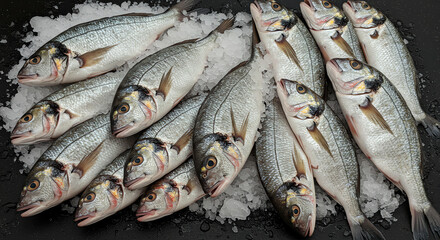 fresh fish on ice