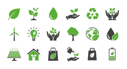 Set Ikon Ekologi dan Lingkungan Hidup: Keberlanjutan, Energi Hijau, dan Konservasi Alam