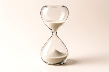 Modern acrylic sand timer with white sand isolated on white