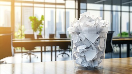 Crumbled Paper in Office Container