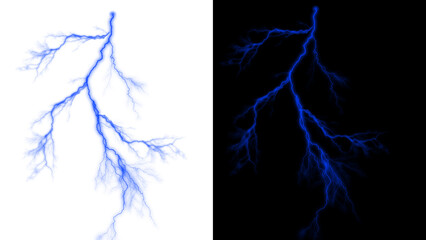 Naklejka premium Dramatic lightning strike and thunder overlay with electric storm energy. Powerful weather effect ideal for dramatic nature scenes and designs. electric spark and shock effect, symbolizing force