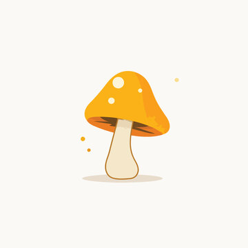 Cartoonstyle orange mushroom with white spots and a thick pale stem
