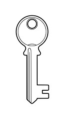 Black and white vector of a metal key, simple and clean design