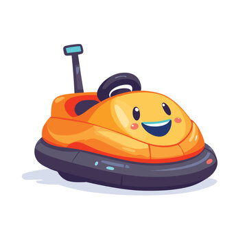 Cheerful Bumper Car with Smiling Face and Cartoonish Design Amusement Ride