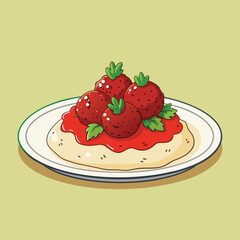 A plate filled with fresh strawberries, featuring one strawberry prominently placed on top.