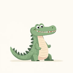Fototapeta premium Cheerful Cartoon Crocodile Standing Upright with a Friendly Smile and Textured Skin
