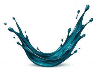 Dynamic splashing wave of blue liquid, creating a sense of motion and energy, isolated on transparent background