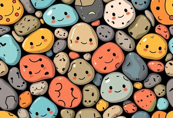 Obraz premium Seamless vector pattern of cute doodle stones, ideal for various design applications, interior, template