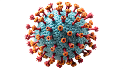 Detailed 3D Rendering of a Coronavirus Particle on Black Background covid19 pandemic isolated on a transparent background