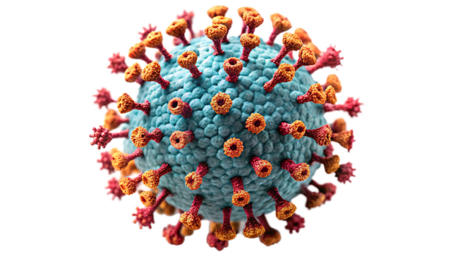 Detailed 3D Rendering of a Coronavirus Particle on Black Background covid19 pandemic isolated on a transparent background - Powered by Adobe