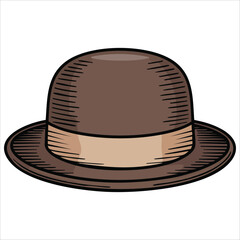 playful cartoon style brimmed hat vector graphic plain background