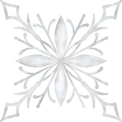 Watercolor white snowflake