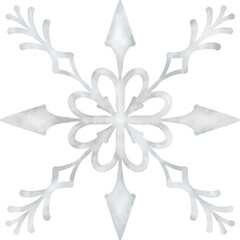 Watercolor white snowflake