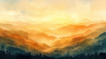 Fototapeta premium Majestic mountains shrouded in fog at sunrise