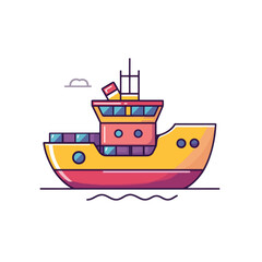 Obraz premium Colorful Cartoon Ship with Detailed Design and Unique Features