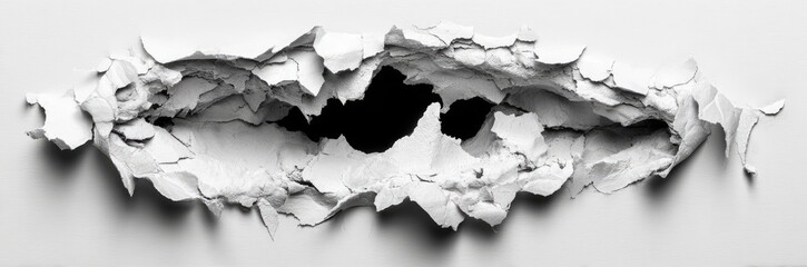 Ripped white surface with a central hole