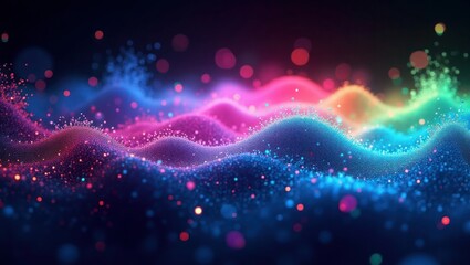 Colorful Particle Waves Abstract Background Blue Pink Green