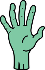 A hand with a green paint design on it, showcasing artistic creativity and vibrant color.