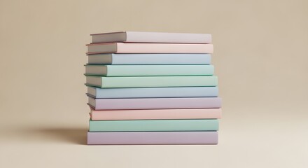 Quiet Moments: Serene Stack of Pastel Books Inspiring Learning, Mindfulness, and Personal Growth