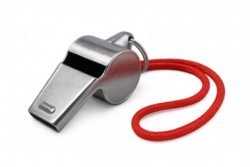 Metal whiskey lanyard hanging against clear surface, signaling sporting event or emergency alert