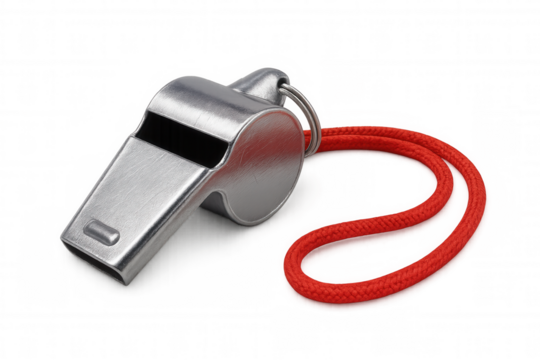 Metal whiskey lanyard hanging against clear surface, signaling sporting event or emergency alert