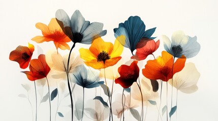 Obraz premium Vibrant Floral Composition with Transparent Petals and Soft Background